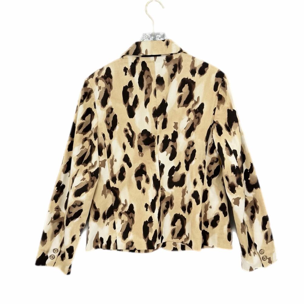 Chico’s NEW Sz 0 Tan Animal Print Workwear Office Corpcore Chic Blazer Jacket - Picture 7 of 11